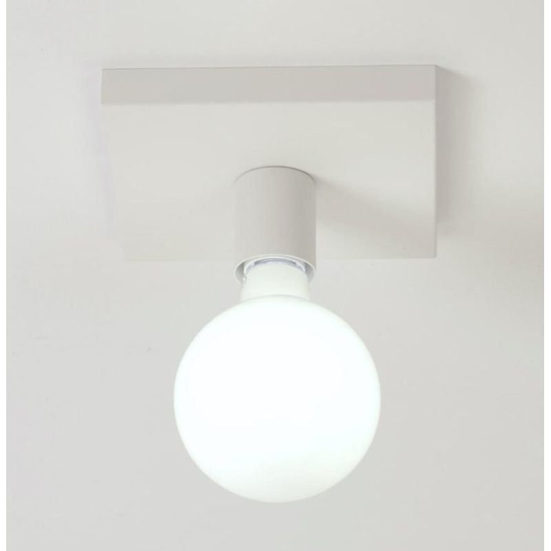 SEMPLICE PLAFONIERA GRANDE IN METALLO BIANCO, CROMO O NICHEL SATINATO LAMPADINA A VISTA Illuminando - Cristalensi Shop Online