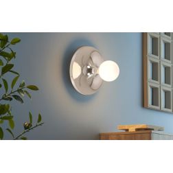ETNA PLAFONIERA APPLIQUE ROTONDA D30 CM IN METALLO BIANCO, NERO, ORO O CROMO CON LAMPADINA A VISTA E27 2