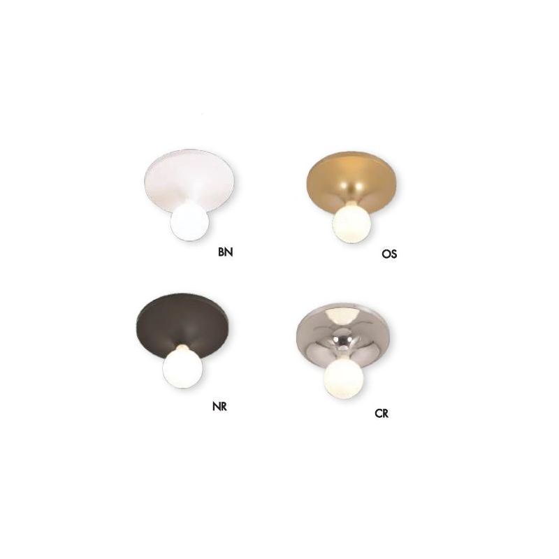 ETNA PLAFONIERA APPLIQUE ROTONDA D30 CM IN METALLO BIANCO, NERO, ORO O CROMO CON LAMPADINA A VISTA E27