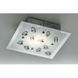 PETALI PLAFONIERA QUADRATA 3 MISURE IN VETRO CON PARTICOLARI IN CRISTALLO LAMPADINE ATTACCO E27