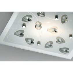 PETALI PLAFONIERA QUADRATA 3 MISURE IN VETRO CON PARTICOLARI IN CRISTALLO LAMPADINE ATTACCO E27 2