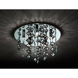GALASSIA PLAFONIERA IN METALLO CROMO 2 MISURE CON PENDENTI IN CRISTALLO LAMPADINE ATTACCO G9