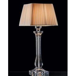 SOFIA LAMPADA DA TAVOLO IN ACRILICO TRASPARENTE E PARALUME PLISSE' SABBIA DI ILLUMINANDO Illuminando - Cristalensi Shop Online