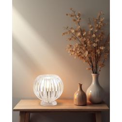 SCINTILLA LAMPADA DA TAVOLO ROTONDA IN ACRILICO TRASPARENTE 3 MISURE MODERNA LAMPADINA ATTACCO E27 2