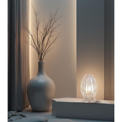 SCINTILLA LAMPADA DA TAVOLO OVALE IN ACRILICO TRASPARENTE MODERNA CON LAMPADINA ATTACCO E27