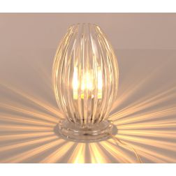 SCINTILLA LAMPADA DA TAVOLO OVALE IN ACRILICO TRASPARENTE MODERNA CON LAMPADINA ATTACCO E27