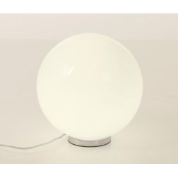 SFERA MEDIA LAMPADA DA TAVOLO IN VETRO BIANCO LUCIDO MONTATURA CROMO D.30 Illuminando - Cristalensi Shop Online