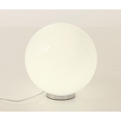 SFERA MEDIA LAMPADA DA TAVOLO IN VETRO BIANCO LUCIDO MONTATURA CROMO D.30 Illuminando - Cristalensi Shop Online