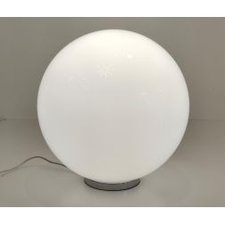 SFERA GRANDE LAMPADA DA TAVOLO IN VETRO BIANCO LUCIDO MONTATURA CROMO D.40 Illuminando - Cristalensi Shop Online