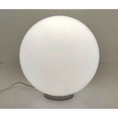 SFERA GRANDE LAMPADA DA TAVOLO IN VETRO BIANCO LUCIDO MONTATURA CROMO D.40 Illuminando - Cristalensi Shop Online