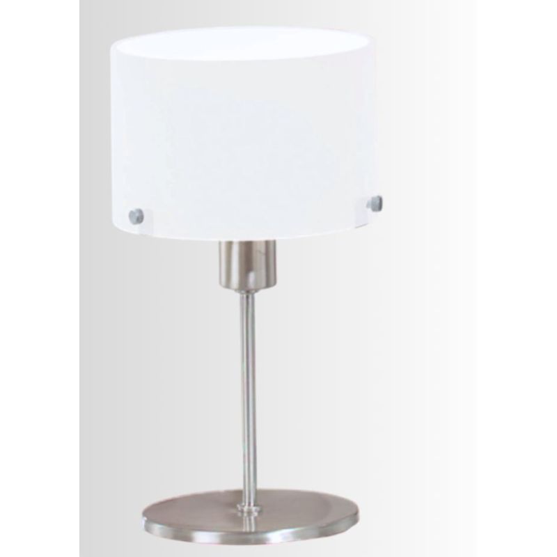 TOM LAMPADA DA TAVOLO NICHEL CON DIFFUSORE BIANCO LATTE SATINATO 2 MISURE