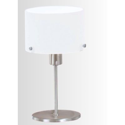 TOM LAMPADA DA TAVOLO NICHEL CON DIFFUSORE BIANCO LATTE SATINATO 2 MISURE