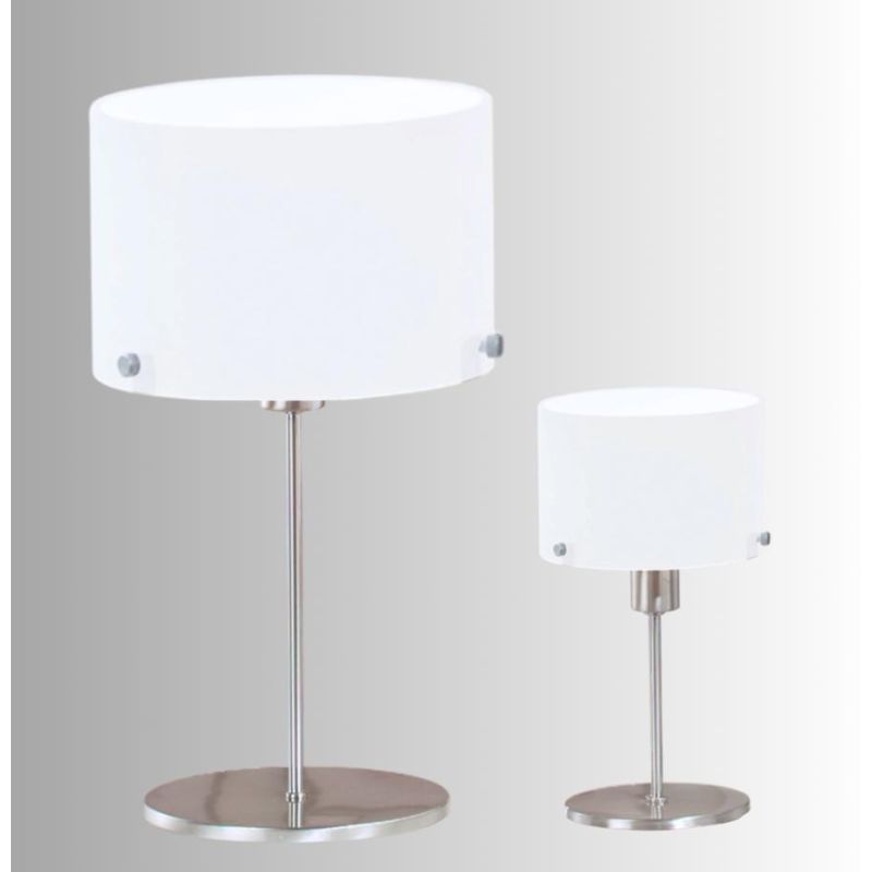 TOM LAMPADA DA TAVOLO NICHEL CON DIFFUSORE BIANCO LATTE SATINATO 2 MISURE