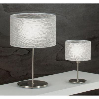 TOM CHIC LAMPADA DA TAVOLO NICHEL 2 MISURE CON PARALUME IN POLICARBONATO 3 COLORI DESIGN MODERNO