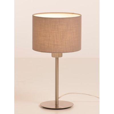 CILINDRO LAMPADA DA TAVOLO D20 CM IN METALLO 5 COLORI CON PARALUME IN TESSUTO DI LINO 3 COLORI MODERNA