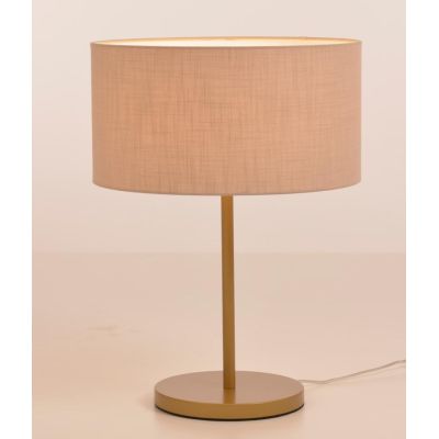 CILINDRO LAMPADA DA TAVOLO D35 CM IN METALLO 5 COLORI CON PARALUME IN TESSUTO DI LINO 3 COLORI MODERNA
