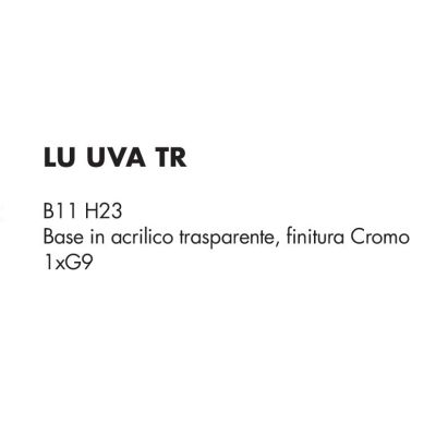 UVA LAMPADA DA TAVOLO H23 CM CON SFERA IN VETRO IRIDESCENTE E BASE TRASPARENTE LAMPADINA ATTACCO G9