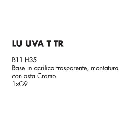 UVA LAMPADA DA TAVOLO H35 CM CON SFERA IN VETRO IRIDESCENTE E STRUTTURA CROMO LAMPADINA ATTACCO G9