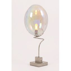 GINA UVA LAMPADA DA TAVOLO CON BRACCIO FLESSIBILE CROMO O NICHEL E CON SFERA IN VETRO IRIDESCENTE  LAMPADINA G9 2