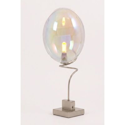 GINA UVA LAMPADA DA TAVOLO CON BRACCIO FLESSIBILE CROMO O NICHEL E CON SFERA IN VETRO IRIDESCENTE  LAMPADINA G9