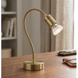 FRIDA LAMPADA DA TAVOLO IN METALLO BRUNITO CON BRACCIO FLESSIBILE E LAMPADINA GU10 LED 5,5W INCLUSA 2