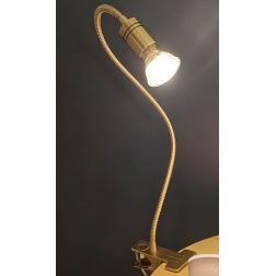 FRIDA LAMPADA DA TAVOLO CON PINZA IN METALLO BRUNITO CON BRACCIO FLESSIBILE E LAMPADINA GU10 LED 5,5W INCLUSA 2