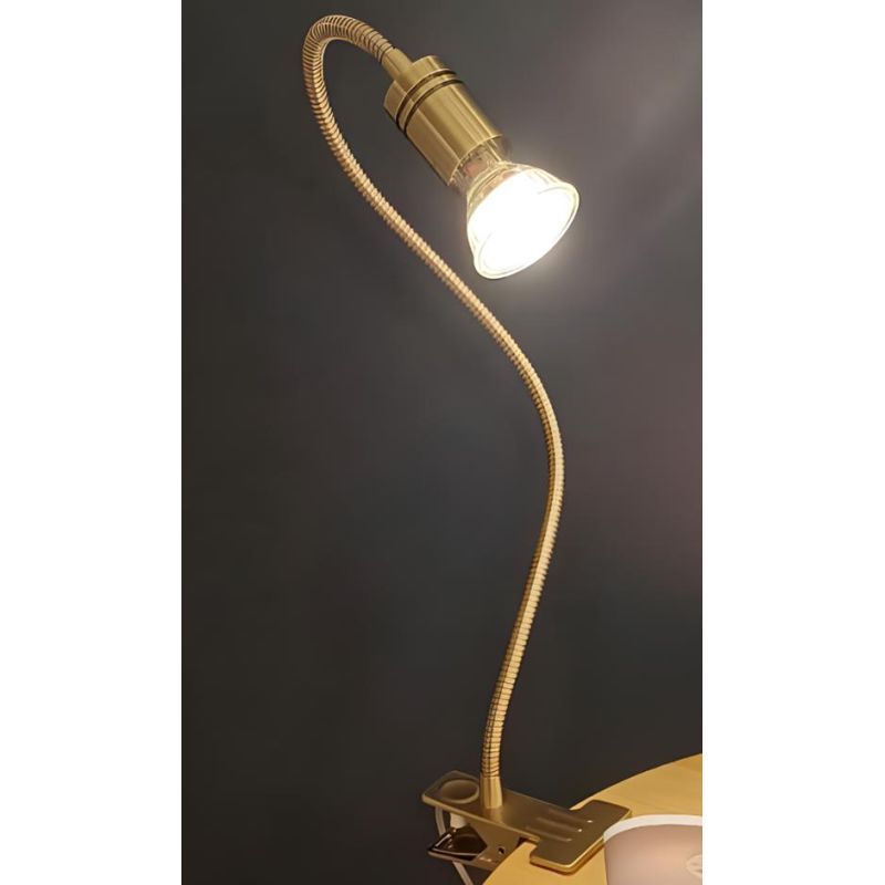 FRIDA LAMPADA DA TAVOLO CON PINZA IN METALLO BRUNITO CON BRACCIO FLESSIBILE E LAMPADINA GU10 LED 5,5W INCLUSA