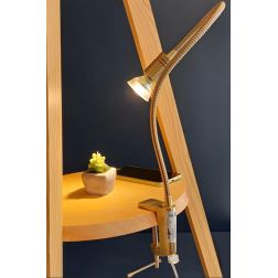 FRIDA LAMPADA DA TAVOLO CON MORSETTO IN METALLO BRUNITO CON BRACCIO FLESSIBILE E LAMPADINA GU10 LED 5,5W INCLUSA