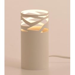 CHIMERA LUMETTO CILINDRO H15 CM IN METALLO BIANCO TRAFORATO CON LAMPADINA ATTACCO GU10 DESIGN MODERNO 2
