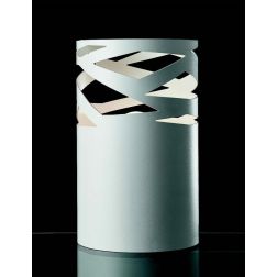 CHIMERA LUMETTO CILINDRO H25 CM IN METALLO BIANCO TRAFORATO CON LAMPADINA ATTACCO E27 DESIGN MODERNO 2