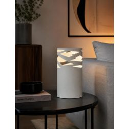 CHIMERA LUMETTO CILINDRO H25 CM IN METALLO BIANCO TRAFORATO CON LAMPADINA ATTACCO E27 DESIGN MODERNO
