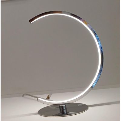 NEBULA LAMPADA DA TAVOLO A SEMICERCHIO IN METALLO CROMATO 2 MISURE LED INTEGRATO LUCE 3000K