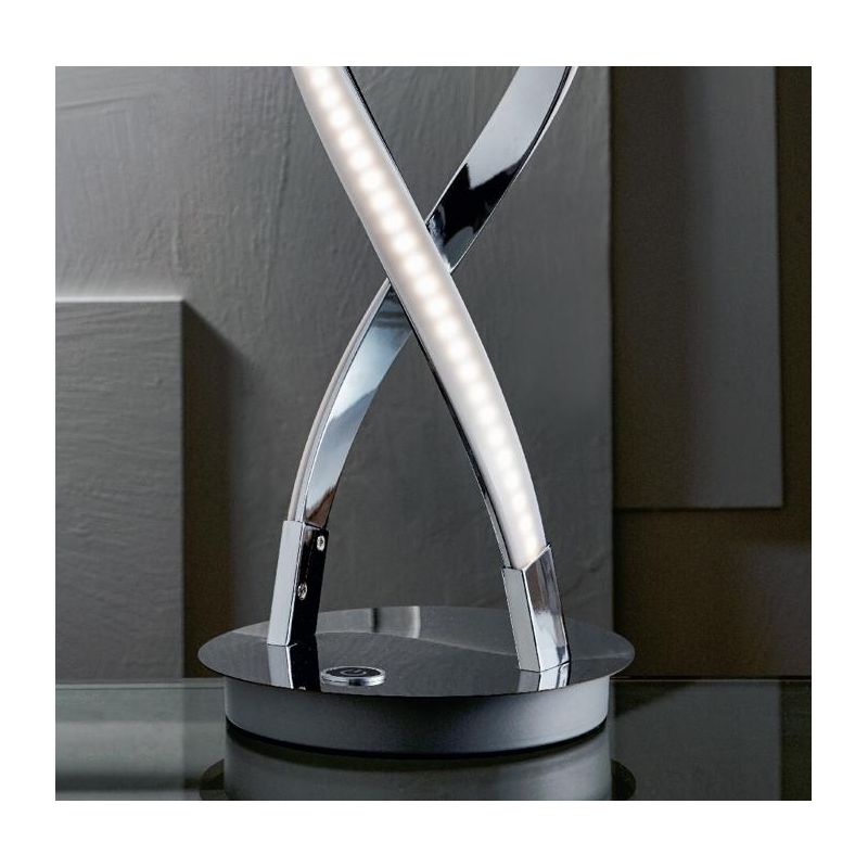 NEBULA LAMPADA DA TAVOLO INTRECCIATA IN METALLO CROMATO LED 10W LUCE 3000K TOUCH DIMMER MODERNA