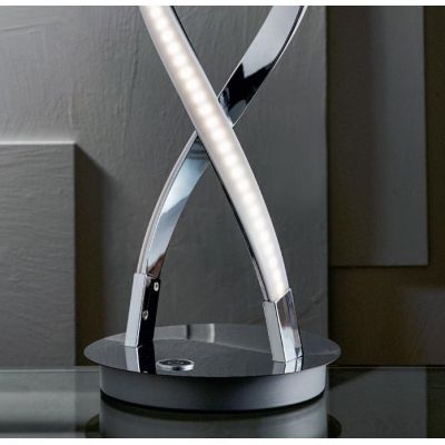 NEBULA LAMPADA DA TAVOLO INTRECCIATA IN METALLO CROMATO LED 10W LUCE 3000K TOUCH DIMMER MODERNA
