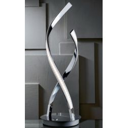 NEBULA LAMPADA DA TAVOLO INTRECCIATA IN METALLO CROMATO LED 10W LUCE 3000K TOUCH DIMMER MODERNA