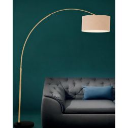 BOING P PIANTANA AD ARCO IN METALLO ORO O NICHEL CON PARALUME IN TESSUTO DI LINO 3 COLORI MODERNA