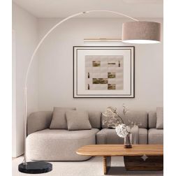 BOING G PIANTANA AD ARCO IN METALLO ORO O NICHEL CON PARALUME IN TESSUTO DI LINO 3 COLORI MODERNA