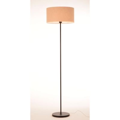 CILINDRO LAMPADA DA TERRA D43 CM IN METALLO 5 COLORI CON PARALUME IN TESSUTO DI LINO 3 COLORI MODERNA