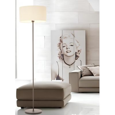 CILINDRO LAMPADA DA TERRA D43 CM IN METALLO 5 COLORI CON PARALUME IN TESSUTO DI LINO 3 COLORI MODERNA