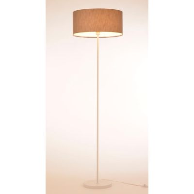 CILINDRO LAMPADA DA TERRA D48 CM IN METALLO 5 COLORI CON PARALUME IN TESSUTO DI LINO 3 COLORI MODERNA