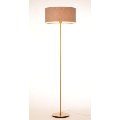 CILINDRO LAMPADA DA TERRA D58 CM IN METALLO 5 COLORI CON PARALUME IN TESSUTO DI LINO 3 COLORI MODERNA