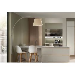 BOING LAMPADA DA PARETE PIANTANA AD ARCO IN METALLO NICHEL SPAZZOLATO PARALUME PERGAMENA Illuminando - Cristalensi Shop Online 2