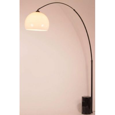 CURVE PIANTANA AD ARCO IN METALLO NERO ORO,BASE IN MARMO NERO E PARALUME D35 CM BIANCO MODERNA