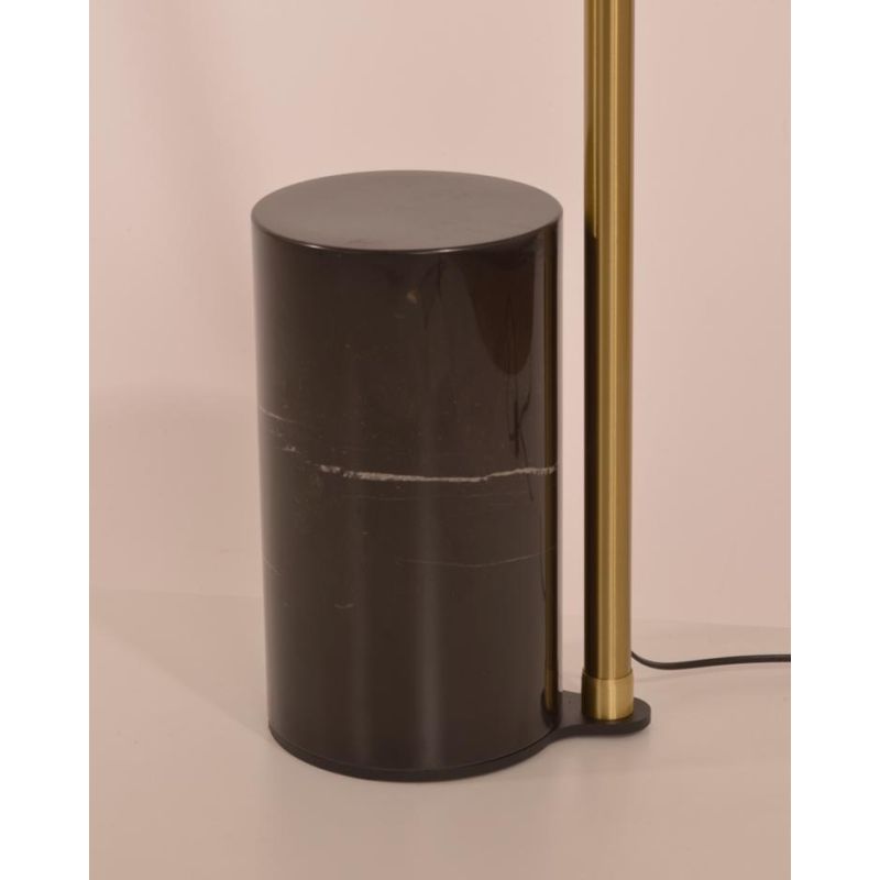CURVE PIANTANA AD ARCO IN METALLO NERO ORO,BASE IN MARMO NERO E PARALUME D35 CM BIANCO MODERNA