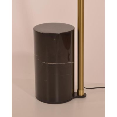 CURVE PIANTANA AD ARCO IN METALLO NERO ORO,BASE IN MARMO NERO E PARALUME D35 CM BIANCO MODERNA