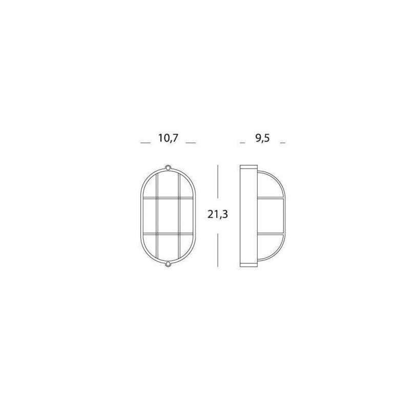 INDUSTRIALE OVALE APPLIQUE DA ESTERNI PICCOLA CON GABBIA IP54 BIANCA O NERA CLASSICA DI SOVIL Sovil - Cristalensi Shop Online