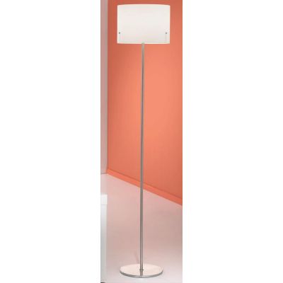 TOM LAMPADA DA TERRA IN ACCIAIO SATINATO E DIFFUSORE IN VETRO BIANCO O ARANCIO Illuminando - Cristalensi Shop Online