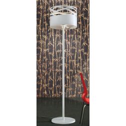 CHIMERA LAMPADA DA TERRA IN METALLO BIANCO TRAFORATO 2 MISURE LAMPADINA ATTACCO E27 MODERNA