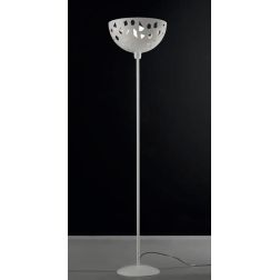 GEO LAMPADA DA TERRA IN METALLO BIANCO O SABBIA TRAFORATO 2 MISURE LAMPADINA ATTACCO E27 MODERNA 2