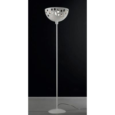 GEO LAMPADA DA TERRA IN METALLO BIANCO O SABBIA TRAFORATO 2 MISURE LAMPADINA ATTACCO E27 MODERNA